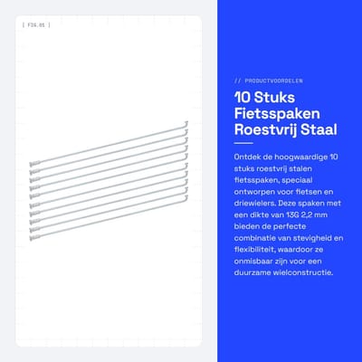 Dailygoods- Fietsspaken 10 stuks - Roestvrij Stalen 13G 2,2 mm - Hoogwaardige Kwaliteit - Duurzaam - Accessoires Inclusief - Ondersteuning Velg - Spaken