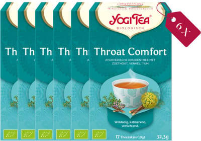 Yogi Tea Throat Comfort - Biologische Kruidenthee met Zoethout, Kaneel en Gember voor Verzachting van de Keel en Comfort - Tray van 6 Stuks