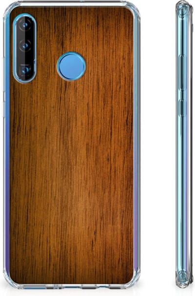 Huawei P30 Lite Stevig Telefoonhoesje Donker Hout