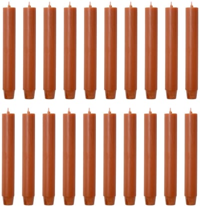 Rustik Lys chique mooie dinerkaarsen pak van 20 stuks 2.6 x 18 cm in de kleur Roest