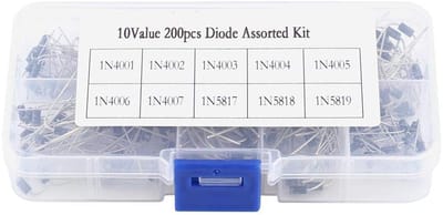 Dailygoods - Gelijkrichterdiodeset - 200 stuks Elektronische diodes - Hoog rendement - Transparante doos - Assortiment met 10 waarden - Geschikt voor...