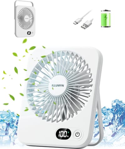 Tafelventilator - 5 snelheden, 180° verstelbaar, USB-voeding, voor thuiswerkplek slaapkamer en kantoor - Wit