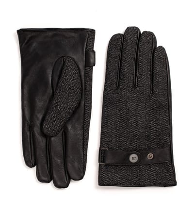 FIORE | Handschoenen met visgraatmotief | zwart