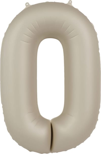 Folat - Folieballon Cijfer 0 Creamy Latte - 86 cm
