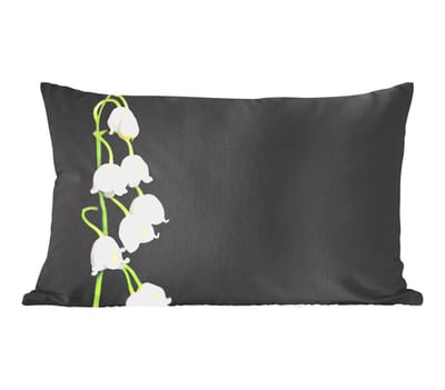 Sierkussens - Kussentjes Woonkamer - 60x40 cm - Lelietjes van dalen - Bloemen - Zwart - Flora