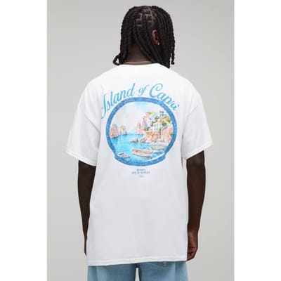 Oversized Capri Ovaal Print T-shirt | White | Size XS
