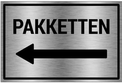 Pakketten links bord - gecoat brushed aluminium - grijs zwart | 30 x 20 cm