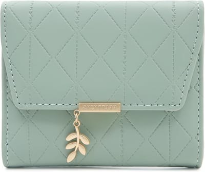 Elegante en schattige damesportemonnee met grote muntcompartiment, ruime capaciteit en groene theepoeder kleur