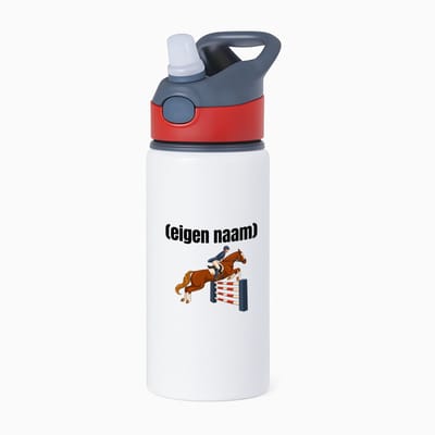 Hacebo® - paardrijden met eigen naam waterfles met rietje rood - Paarden - paarden liefhebbers - iemand die houdt van paarden - verjaardag - cadeau - kado - water fles - 650ML