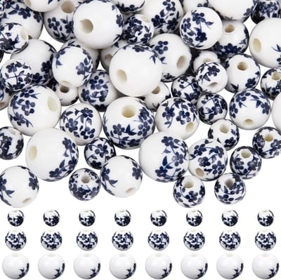 Kralen porseleinen kraal bulk blauwe keramische ronde handgemaakte blauwe bloemen bloemenpatroon losse spacer mini kralen voor sieraden maken armband