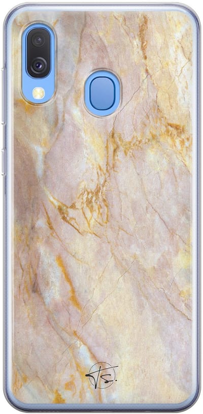 Hoesje geschikt voor Samsung Galaxy A40 - Stay Golden Marble - Soft Case - TPU - Marmer - Goud - ELLECHIQ