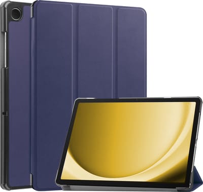 Hoes - Geschikt voor Samsung Galaxy Tab A9 - Dun & Stevig - Trifold Bookcase - Hard Cover - Hardcover Book Case - Tablet Hoesje - Donkerblauw