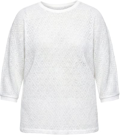 Angel of Style - Dames - Trui loose fit opengewerkt breisel vleermuismouw - Sneeuwwit - Maat 42+