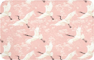 WC mat 80x50 cm - Antislip - Kraanvogels - Bloesem - Roze - Toiletmat - Vloermat - Douchemat - Toilet tapijt - Toiletmatten