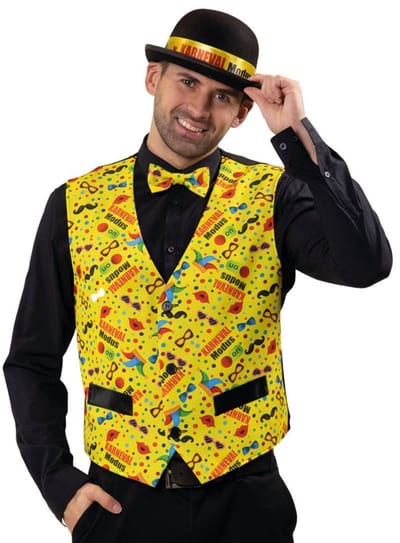 Vest en vlinderdas in carnavalsstijl