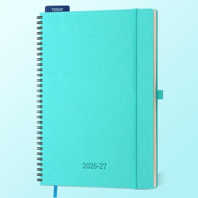 Agenda 2026 2027 - Weekplanner Notitieboek - Afspraken Budgettering - Zachte PU Leren Spiraal - A4 29 x 21.5 cm