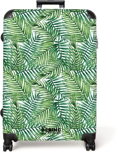 NoBoringSuitcases.com® - Koffer groot - Reiskoffer lichtgewicht - Palm bladeren patroon kleurrijk - Rolkoffer met 4 wielen - Grote trolley XL - 98 liter bagage