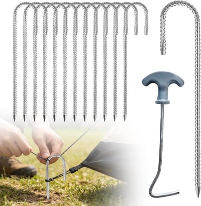 Grondankers Haringen - Bodemnagels Tentpennen - Tent Beveiligen - Verzinkt Staal - 30 cm Lengte - Zwart