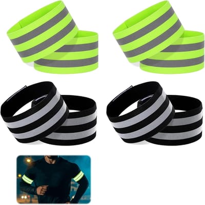 Set van 8 Reflecterende Broekclips voor Fietsen en Joggen - Elastische Broekbeschermers met Sterke Reflecterende Strepen voor Veiligheid tijdens Buitenactiviteiten 35 x 5 cm