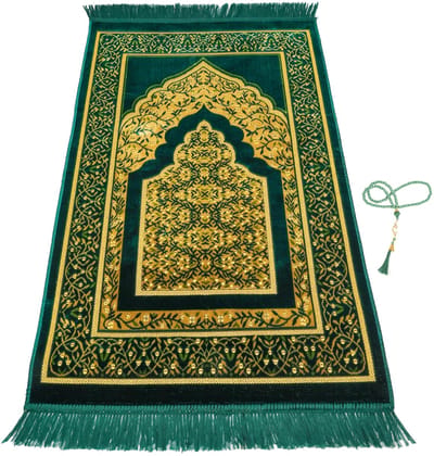 FIRASET Islamitische Gebedskleed – Seccade– Turkse Zachte Dunne Gebedsmat – Janamaz Sajada – Inclusief Gebedskralen – Ramadan & Eid Geschenk voor Mannen en Vrouwen – 66x110 cm