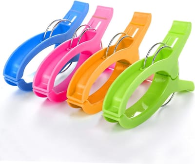 Doodadeals® - Grote Handdoekclips – Strandlaken Knijpers – Badlaken – Klemmen – Handdoekknijpers – Strandstoel – Multicolor – 4 stuks