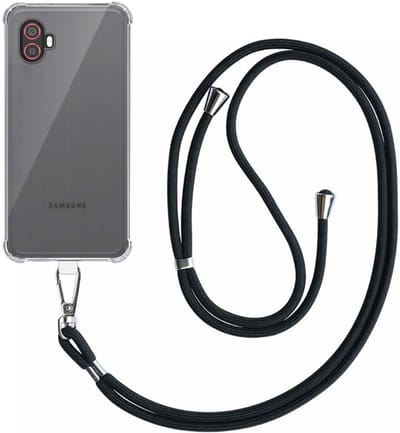 Smartphonica Telefoonhoesje Geschikt voor Samsung Galaxy Xcover 6 Pro Transparant Schokbestendig met Afneembaar Universeel Telefoonkoord - Backcover Case Siliconen ShockProof with Lanyard geschikt voor Samsung Galaxy Xcover 6 Pro