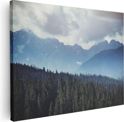 Artaza Canvas Schilderij Bos - 40x30 cm - Klein - Wanddecoratie Bergen - Muurdecoratie Landschap - Schilderijen Op Canvas