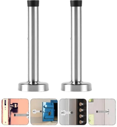 2 stuks -cilindrische rubberen deurstopper - Deurstopper voor wandmontage - Deurstopper - Veiligheidsbeschermer - Geboorde versie - 150 mm - Zilver - Antislipvoet - Veilig en betrouwbaar - Geschikt voor boven- of onderzijde van deuren