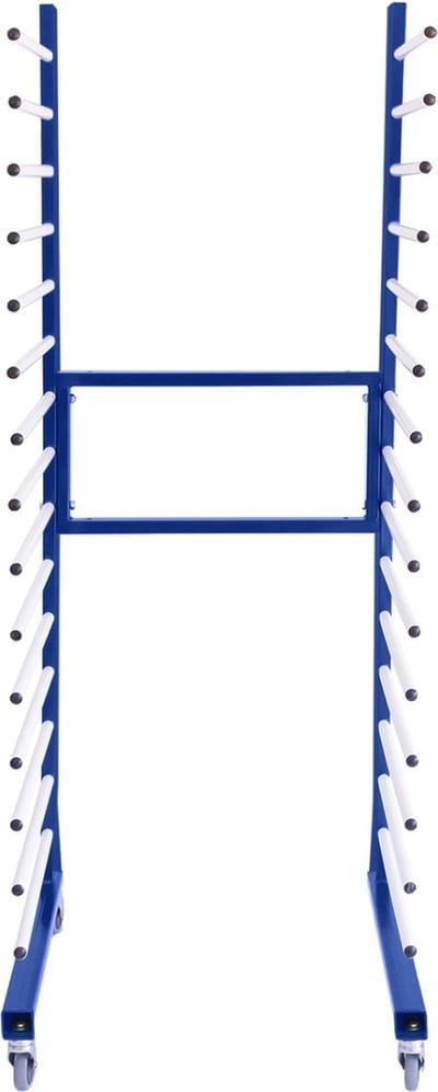 Combi spray droogrek trolley - blauw - 1,8 m - 4 zwenkwielen