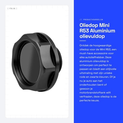 Dailygoods- Oliedop Aluminium - Mini R53 - Bevestigingsaccessoires - Motorbrandstoftankdop - Auto - Verlichting