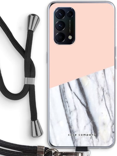Case Company® - Hoesje met koord geschikt voor Oppo Find X3 Lite hoesje met Koord - A touch of peach - Telefoonhoesje met Zwart Koord - Bescherming aan alle Kanten en Over de Schermrand