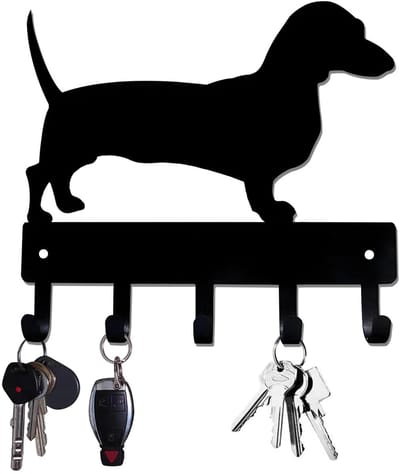 Dailygoods - Sleutelrek modern, metalen sleutelhouder voor muur, zelfklevend of boren, sleutelhanger met 5 haken, sleutelhaken voor keuken, slaapkamer, voordeur (zwart)
