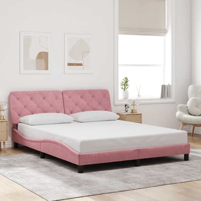 vidaXL - Bedframe - zonder - matras - fluweel - roze - 160x200 - cm