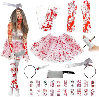 Zombie Verpleegster Kostuum voor Halloween - Dames Horror Outfit voor Cosplay en Feestjes, Perfect voor Halloween Party