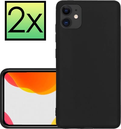 Hoesje - 2 Stuks - Geschikt voor Apple iPhone 11 - Sterk & Shockproof - Case Siliconen - Back Cover - Telefoon Hoes - Zwart