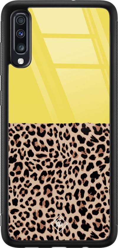 Casimoda® hoesje - Geschikt voor Samsung Galaxy A50 - Luipaard Geel - Luxe Hard Case Zwart - Backcover telefoonhoesje - Geel