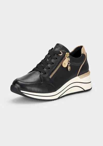 Waterafstotende sneakers van glad leer - zwart / wit - Gr. 39 van Goldner Fashion