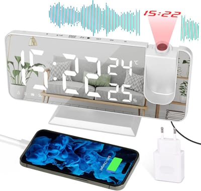 Digitale wekker met projectie en FM-radio - 180 graden verstelbare klok voor thuis