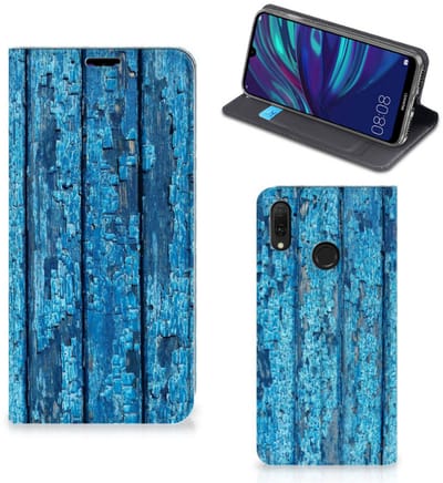 Huawei Y7 hoesje Y7 Pro (2019) Book Wallet Case Wood Blue
