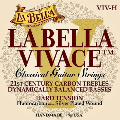 La Bella L-VIV-H snarenset voor klassieke gitaar, fluorcarbon, verzilverde bassnaren, high tension
