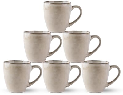 Dailygoods - Set van 6 Keramische Koffiemokken 150 ml - Voor Latte, Thee en meer
