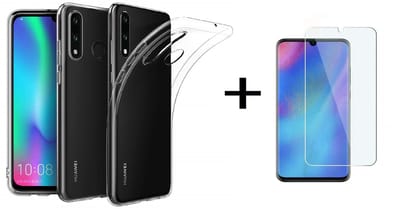 Hoesje Geschikt voor Huawei P30 lite / P30 Lite New Edition Transparant Hoesje Flexible TPU & Scratch Resistent Silicone Case + Glazen Screenprotector