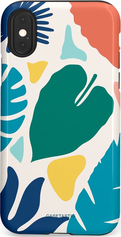 Casetastic Hoesje Geschikt voor Apple iPhone X/Xs - Stijlvolle Beschermende Duo-layer Case - Moderne Kunstbladeren