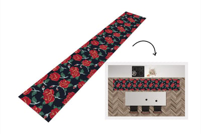 Keukenloper - Loper keuken - Rozen - Bloem - Patroon - Rood - 300x50 cm - Keukenloper vinyl