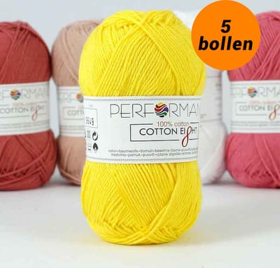 Cotton eight haakkatoen fel geel (1040) - 5 bollen van 1 kleur