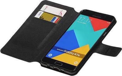 Cross Pattern TPU Bookstyle Hoesje - Wallet Case Telefoonhoesje - Geschikt voor Samsung Galaxy A7 2016 A710F Zwart