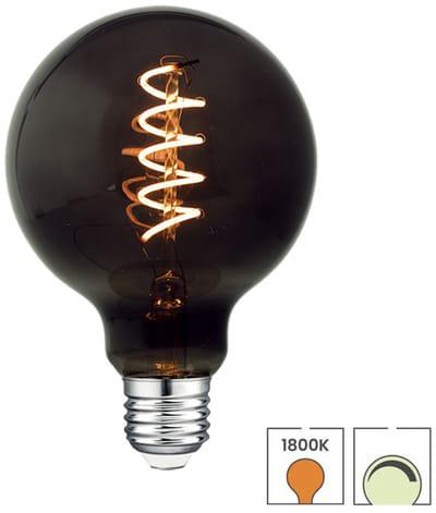Lybardo DeepBlack - E27 LED lamp - 4W dimbaar - 1800K Extra Warmwit Licht - Globe 95 mm