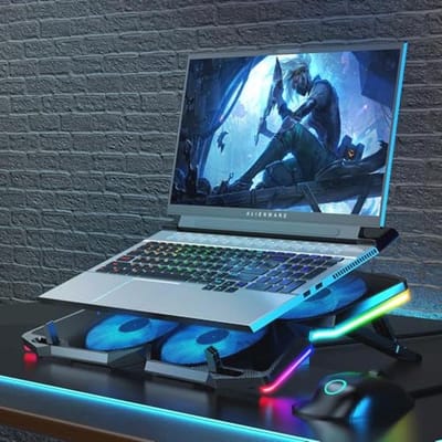 Laptopkoeler met 4 Stille Ventilatoren, In Hoogte Verstelbaar en Ergonomisch Ontwerp voor Gaming en Laptop Gebruik