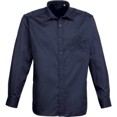 Premier Heren Premier Poplin Formeel Overhemd Met Lange Mouwen (Marine)