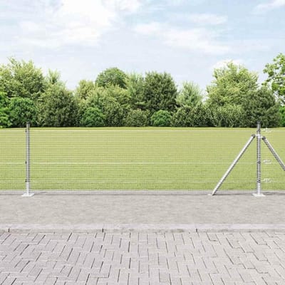 Hekpalen Staal - Omheining Palen - Tuin Afzetten - Weerbestendig Gepoedercoat - 50 x 0.4 m - Zilver
